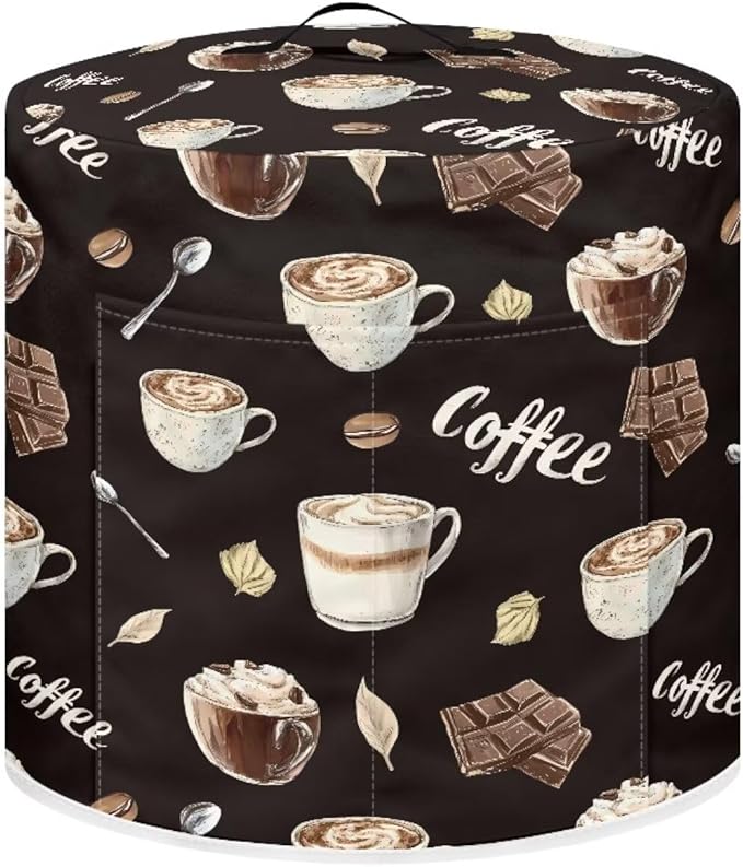 Chocolate Latte 6 Quart Pressure Cooker Dust Cover with Top Handle and Storage Pocket Kitchen Appliance Decor Air Fryer Rice Cooker Covers Machine Washable