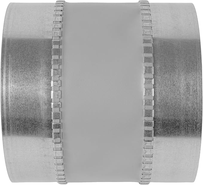 Vent Systems 6" Inch Flexible Vibration-Reducing Female Fit Duct Connector – Galvanized Steel Coupling for Joining Two Male Duct Fittings – HVAC Ventilation Inline Noise-Reducing Coupler