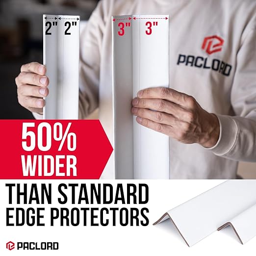 Extra-Wide 48" x 3" x 3" Reinforced Cardboard Edge Protectors (Pack of 24) – 0.225" Heavy-Duty Thickness – Cardboard Edge Protectors for Shipping – American Quality Pallet Edge Protector