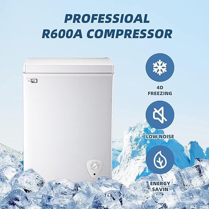Chest Freezer Small Deep Freezer 3.5 Cu.Ft Mini Freezers Top Door Freezer Adjustable 7 Thermostat Removable Basket for Garage Basement Apartment Kitchen RV
