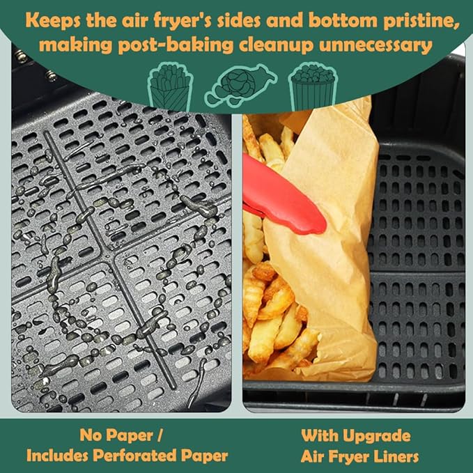 BYKITCHEN Parchment Paper, Square Liners for Baking Roasting Microwave, 50Pcs 8 Inch Filter Paper, Compatible with Corsori, Ninja, Cuisinart Air Fryer and More
