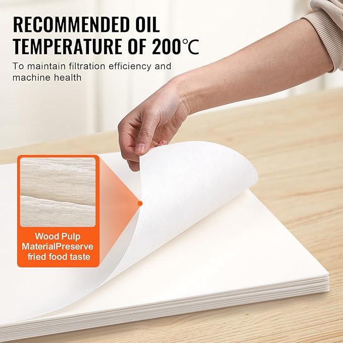 VEVOR Fryer Filter Paper 100-Pack, Oil Filter Paper 19.3" x 16.1", Suitable for 18L-38L Mobile Fryer Filtration Units, Ideal for Restaurants, Fast Food Outlets, and Festival Food Booths