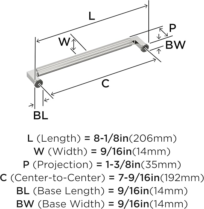 Amerock Ballard 7-9/16 inch (192mm) Center-to-Center Polished Nickel Cabinet Pull, BP37646PN