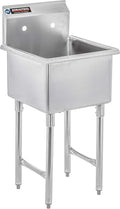 DuraSteel 304 Commercial Stainless Steel Utility Sink - 18 Inch Tub Freestanding Prep Kitchen Sink - NSF Hand Wash Station for Kitchen Sinks, Outdoor, Laundry Room, Garage Slop Small Kitchenette