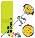 Candy Thermometer with Pot Clip - Deep Fry Oil Thermometer for Frying and Candle Making - Yellow