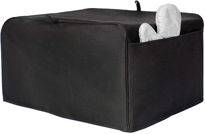 Toaster Oven Dust Cover with Accessory Pockets Compatible with Hamilton Beach 6 Slice of Toaster Oven (BLACK，19 x 14 x 10 inches)