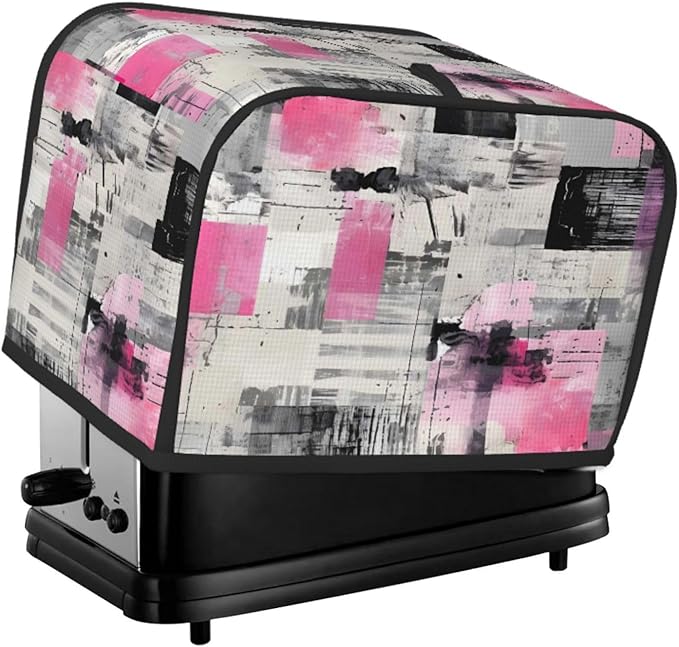 Toaster Cover 2 Slice Art Pink Black White Texture Waterproof Appliance Cover with Hang Loop Bread Baker Toaster Cover for Kitchen