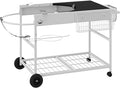 JY QAQA Grill Table for Weber 22" & 18" Original Kettle, Stand Cart for Jumbo Joe, Master-Touch, Performer Charcoal Grills with Sliding Lid Rack, Spacious Surface, Lockable Wheels for Outside