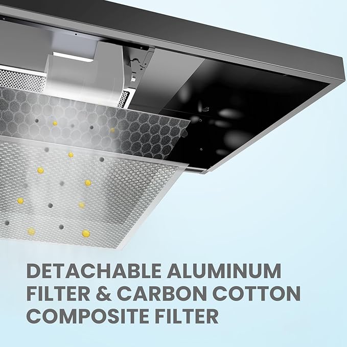 Comfee' Range Hood 30 Inch Ducted Ductless Vent Hood Durable Stainless Steel Kitchen Hood for Under Cabinet with 2 Reusable Filter, 200 CFM, 2 Speed Exhaust Fan