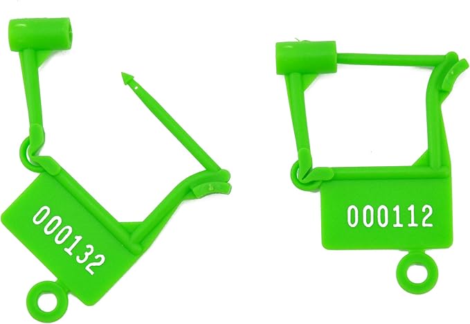 Plastic Security Padlock Seals Numbered Tamper Proof Disposable Self-Locking Plastic Medical Tags (Pack of 100 PCS) (Green)