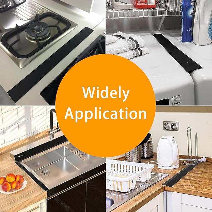 Silicone Stove Gap Covers (2 Pack), Stove Gap Guard, Heat Resistant Oven Gap Filler, Easy Clean,25 Inches, Black