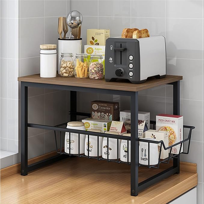 Microwave Storage Rack Microwave Oven Rack Stand Kitchen Counter Top Organizer Counter Toaster Storage Stand Dish Rack Utility Organizer Shelf Stand/51.5Cm