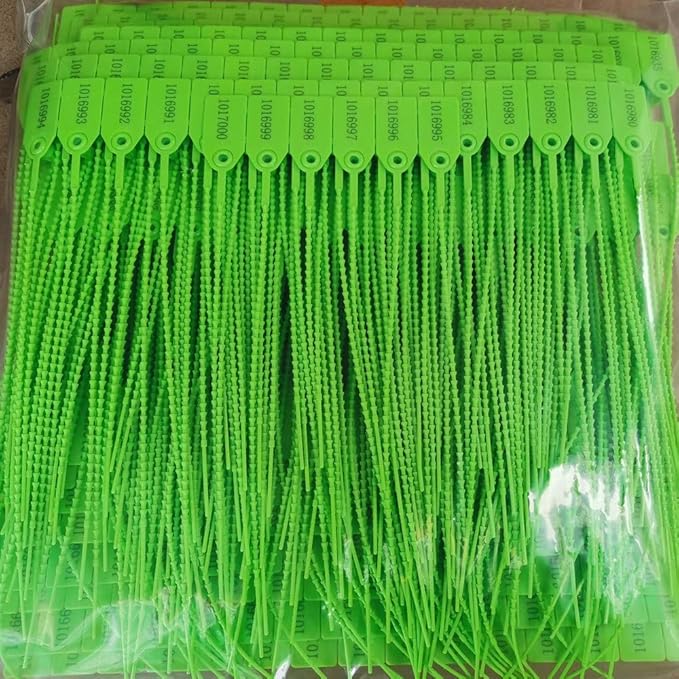 Green Plastic Security Tags Numbered Tamper Proof Seals Self Locking Zip Ties 9.84" Length Pack of 500