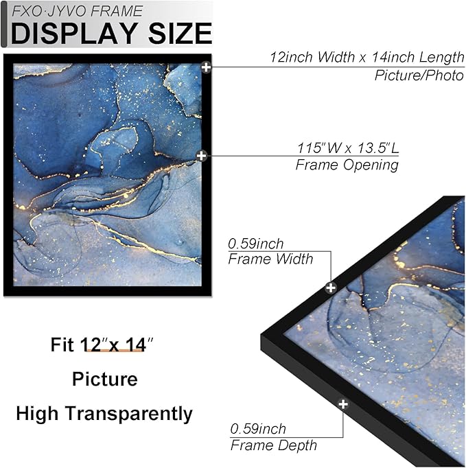 12x14 Picture Frame Set of 6, Black Frame for 12 x 14 Inch Picture Poster Photo, Light Weight and High Transparent 12 by 14 Frame for Wall - 6 Pack/Black/12 x14