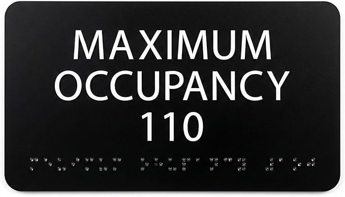 ALPHA DOG ADA SIGNS Custom Maximum Occupancy Sign 4x8 Inch - Personalized Room Capacity Limit Sign with Grade 2 Braille - ADA Compliant Business Signage - Made in USA - Black