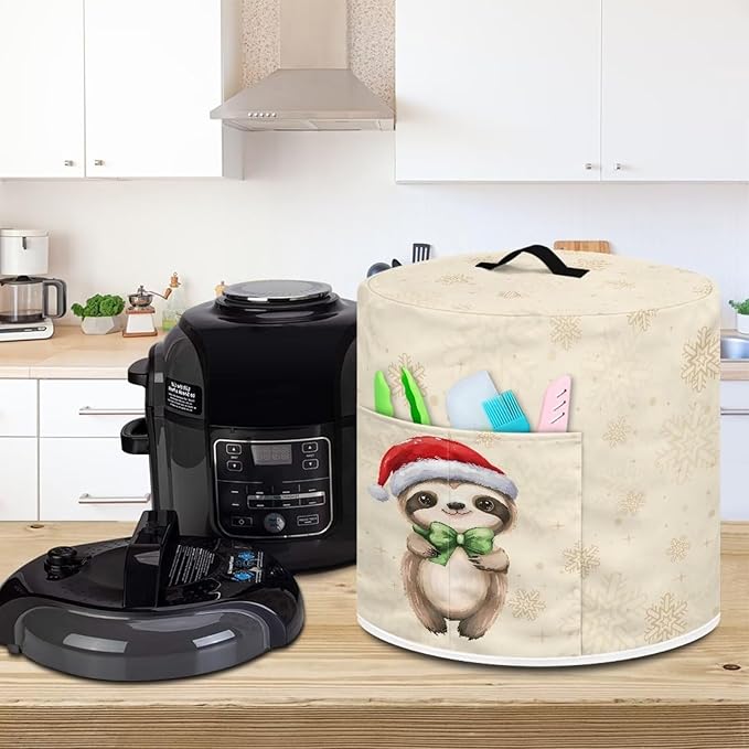 Christmas Tree Sloth Pressure Cooker Cover Instant Pot Accessories Instant Pot Kitchen Appliance Dust Cover with Pockets for Rice Cooker Air Fryer Slow Cooker Dust Covers for Kitchen Size M