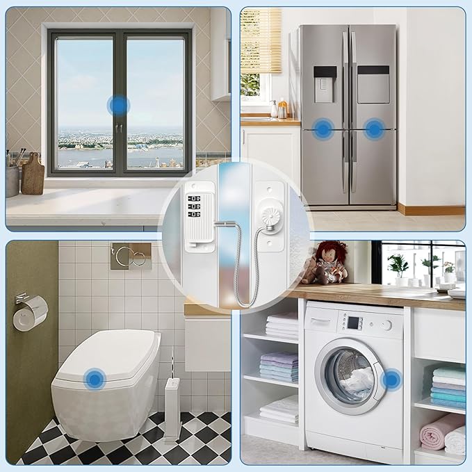 Child Proof Your Fridge & Freezer, AOSITE 2-Pack Adhesive Digital Locks, Keyless Entry with Combination Code for Kids Safety, No Keys, No Drilling (White Adults Fridge Children Lock)