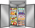 Tylza Commercial Refrigerator and Freezer Combo, 48" W Dual Temperature Zones, All Stainless Steel Design, 770L 6 Adjustable Shelves Refrigerator and Freezer Combo for Restuarant, Shop, Garage, etc