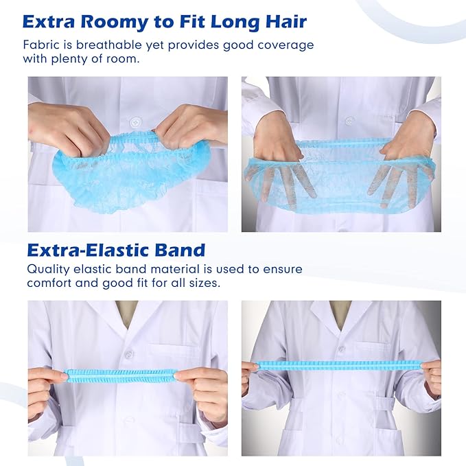 Yahenda 1000 Pcs Disposable Bouffant Caps Bulk Hair Nets 21" Non Woven Hairnet for Food Service Restaurant Lab Kitchen