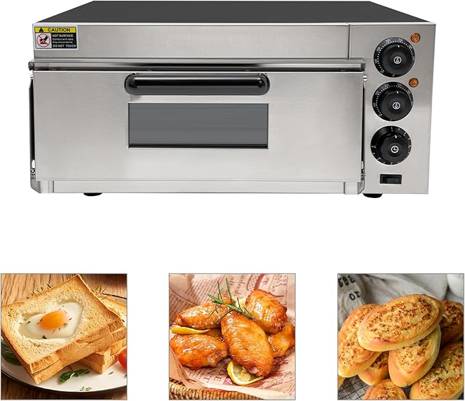 1800W Electric Pizza Oven Indoor Commercial Pizza Oven Countertop Pizza Maker Multipurpose Indoor Pizza Machine for Home Restaurants Bakeries – Adjustable Temp (122-662°F）-Makes 16 inch Pizzas