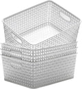 Plastic Storage Baskets for Organizing,11"X8.5"X4.7",Pack of 4 (White)