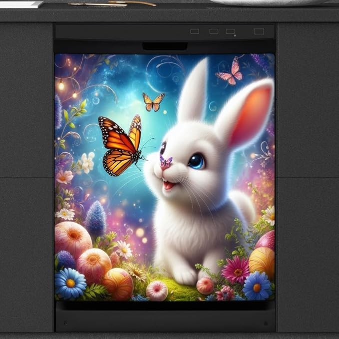 Dishwasher Magnet Cover Happy Easter124 Front Dishwasher Cover Decoration Reusable Magnetic Door Cover Panel Decal Home Appliances Stickers Kitchen Refrigerator Fridge 23"x26"