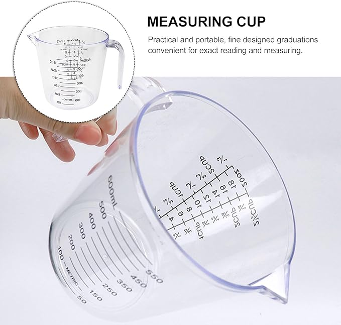 Mobestech Plastic Measuring Cup 600ml Liquid Measuring Container with Scale for Kitchen and Hairdressing Use