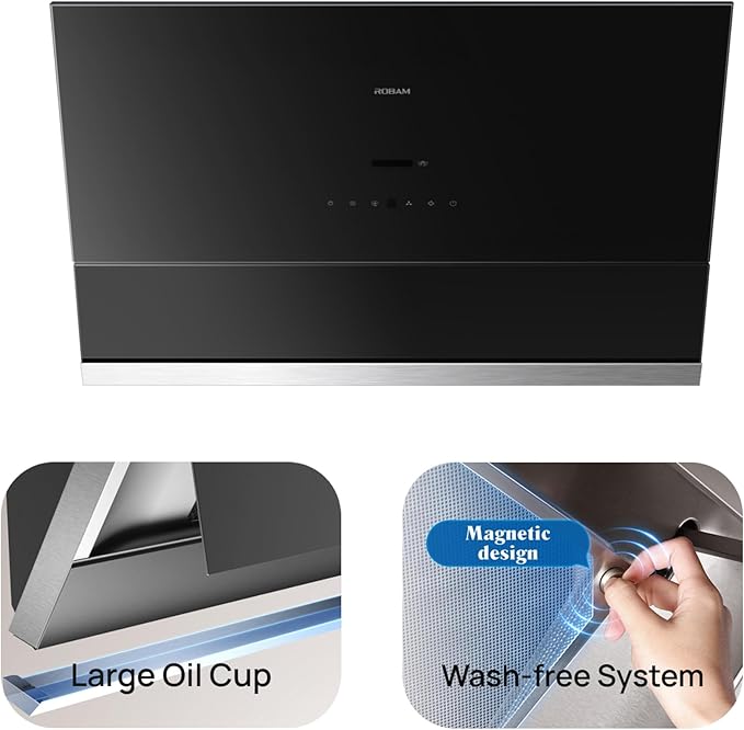 ROBAM Under Cabinet or Wall Mount Kitchen Range Hood 30" R-Max3 Grey, 1200CFM Auto-Adjust Speed Control with LED Lights Vent Hood, Fingerprint Resistance and R-Link Tech