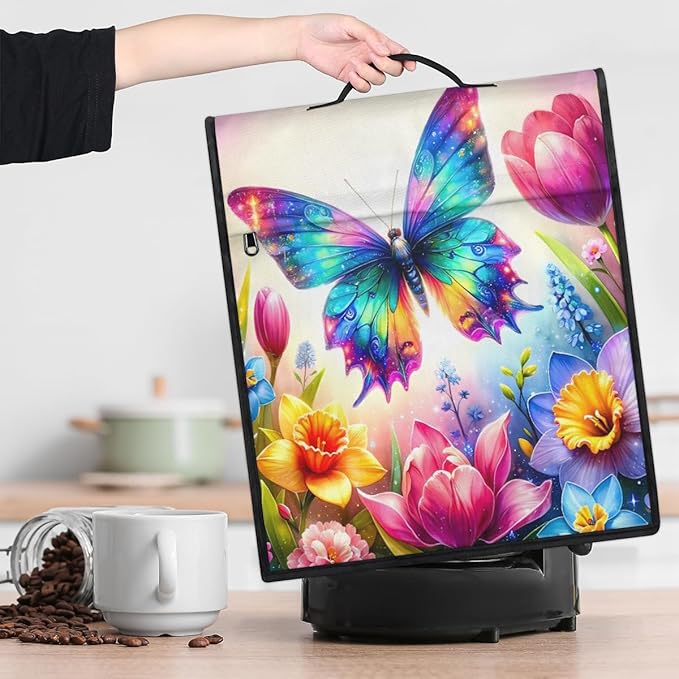 Kitchen Aid Mixer Cover Flower Animal Butterfly Stand Mixer Cover Compatible with 6-8 Quarts Stand Mixers, Dust Covers with Zipper Pocket Foldable Washable Kitchen Aid Organizer Bag