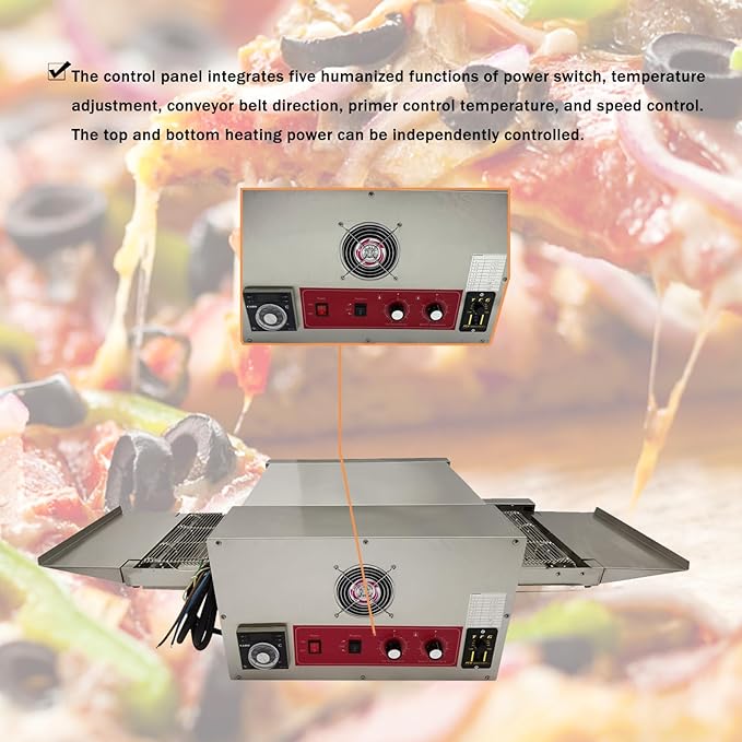 Countertop Pizza Oven Commercial Electric Baking Oven with Chain Type Conveyor for Pizzerias Cafes Fast-food Restaurants 12" Max Pizza Diameter 220V 6KW 1PH