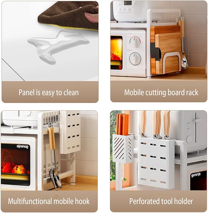 Microwave Storage Rack Kitchen Countertop Organizer Shelf Adjustable Microwave Stand, Toaster Oven Rack Expandable Spice for Kitchen Storage Stand/3Tier