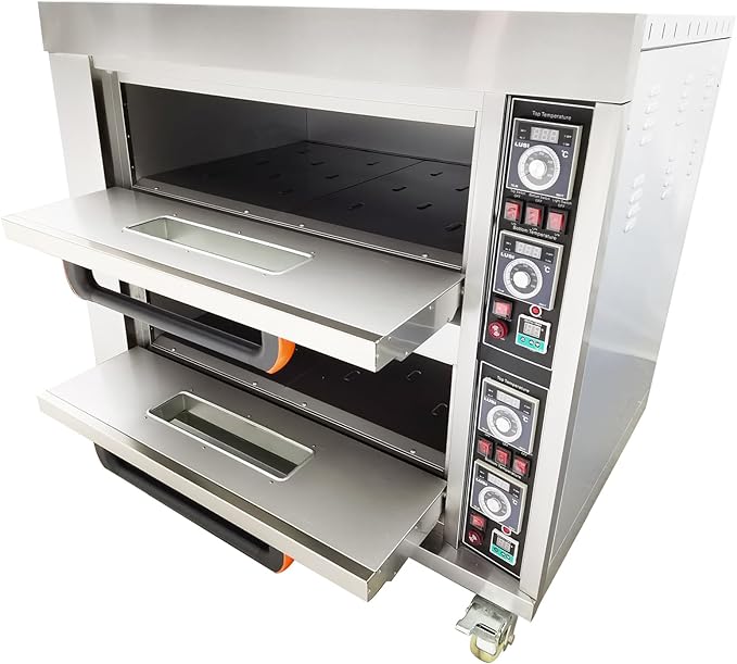 Commercial Movable Double-Decker Pizza Electric Oven Commercial Pizza Oven Countertop Multipurpose Indoor Pizza Oven 220V 13.2KW