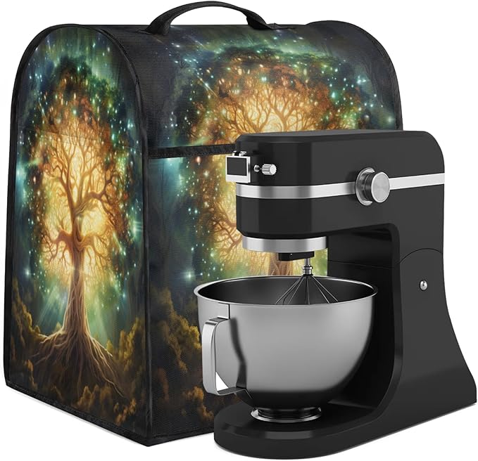 Kitchen Aid Mixer Cover Tree Of Life Green Stand Mixer Cover Compatible with 6-8 Quarts Stand Mixers, Dust Covers with Zipper Pocket Foldable Washable Kitchen Aid Organizer Bag