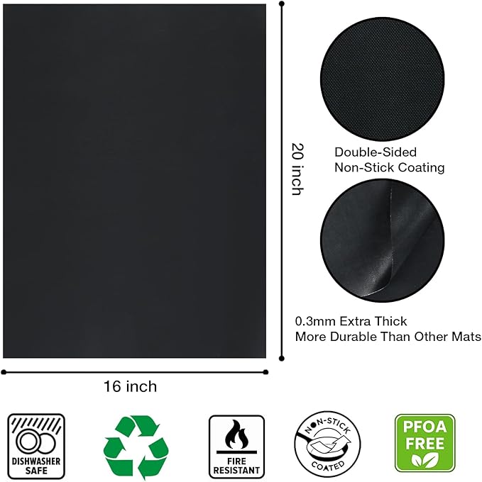 Oven Liners for Bottom of Oven/Electric Oven/Gas Oven/Toaster Oven/Microwave Grill,Nonstick Resuable Heavy Duty Oven Mat Oven Protector Liner BPA Free Baking Cooking Supplies,2 Pack,16x20 IN