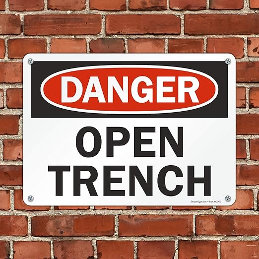 SmartSign "Danger - Open Trench" Sign | 10" x 14" Plastic