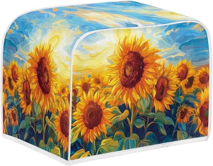 Sunflower Print 2 Slice Toaster Covers Washable Dust Proof Bread Maker Cloth Covers Kitchen Accessories Appliance Protectors Cover With Handle