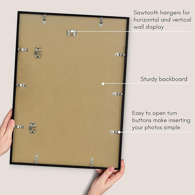 Americanflat 16x22 Picture Frame with Polished Plexiglass - Streamline Collection - Thin Border Picture Frame for Wall Display - Hanging Hardware Included - Black