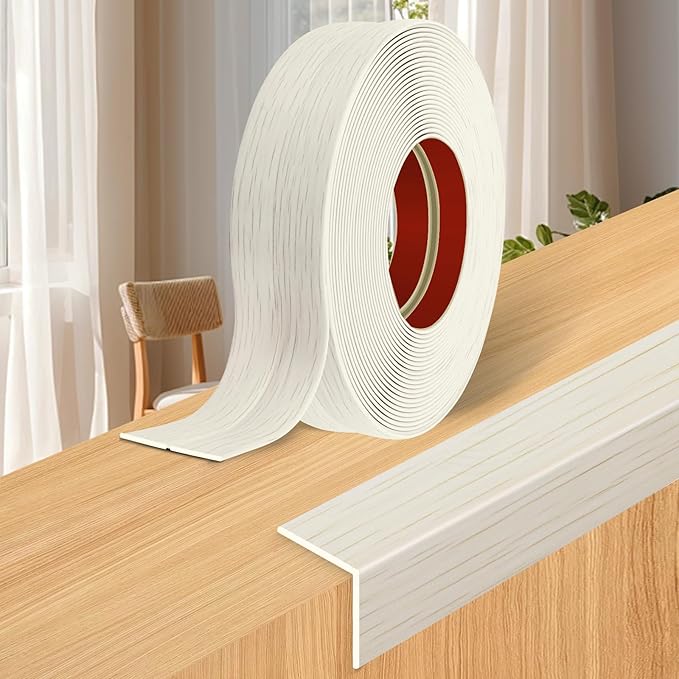 Wall Corner Protector Moulding Trim Peel and Stick Wall Corner Guards Trim Flexible Self Adhesive Edge Protector Moulding, 0.8 in x40 Ft, Beige Wood