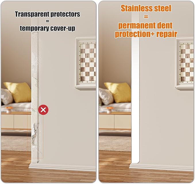 2x2x48 Inch 304 Stainless Steel White Wall Corner Guards (5-Pack) Heavy Duty Rounded Corner Protector, Smooth Folded Edge Design for Wall Protection 90° Angle Metal Edge Guard Stainless Steel Slab