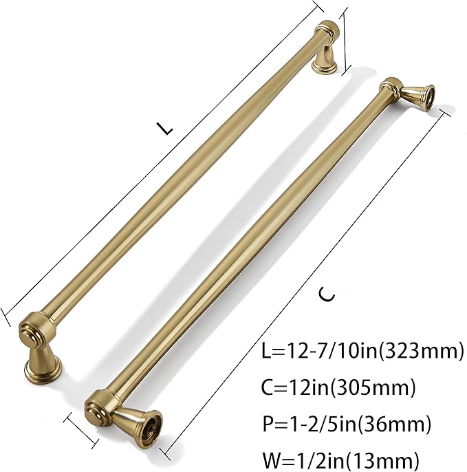 khtumeware 2 Pack 12 Inch(305mm) Champagne Bronze Cabinet Pulls Champagne Brass Kitchen Cabinet Handles Kitchen Cabinet Hardware for Cupboard Drawer Handles Dresser Pulls