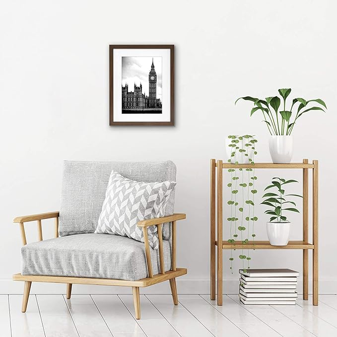 Americanflat 11x14 Picture Frame with Shatter-Resistant Glass - Use as 8x10 Frame with Mat or Display 11x14 Photo Without Mat - Signature Collection - Picture Frames for Wall Display - Walnut