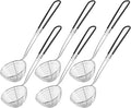 Geiserailie 6 Pieces 6 Pieces Hot Pot Kit Strainer Scoops Stainless Steel 2.5 Inch Mini Spider Strainer Skimmer Pasta Mesh Spoon Asian Skimmer Spoon Ladle with Handle for Home (Black)