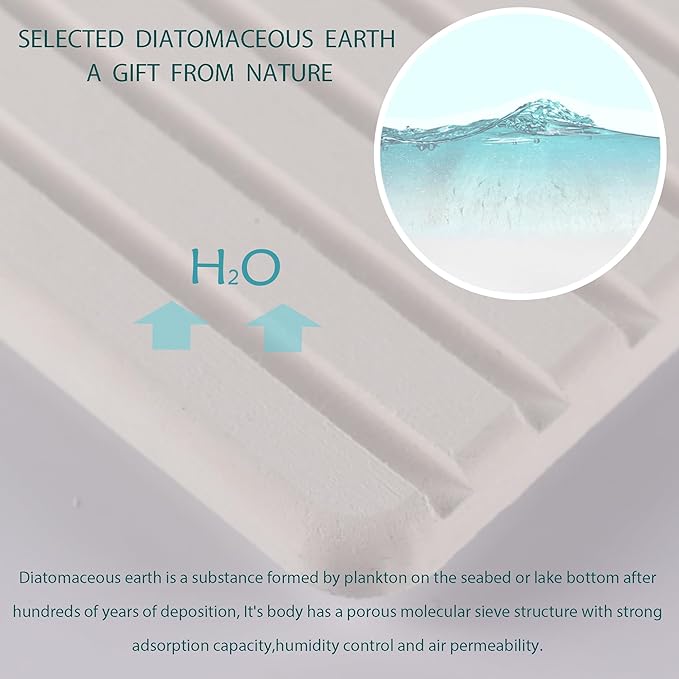 2 PCS Water Absorbent diatomite Coasters, 12.2" x 4" Water Absorbing Stone Tray for Sink, Stone Drying mat for Kitchen Counter, Stone soap Tray Used for Hand Soaps & toiletries & Plants