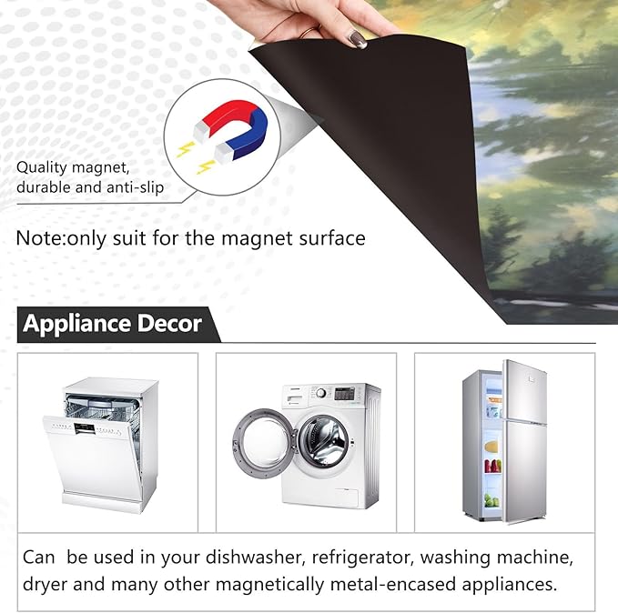 Dishwasher Magnet Cover, Horses Painting Magnet Sticker Fridge Panel Decal for Home Kitchen Decor, 23x26 in