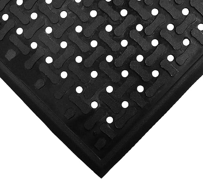 M+A Matting Comfort Flow Anti Fatigue Mat - Grease Proof, Oil Proof, Odor Resistant, Lightweight Commercial Kitchen Mat for Wet Areas – Black (3' x 5')