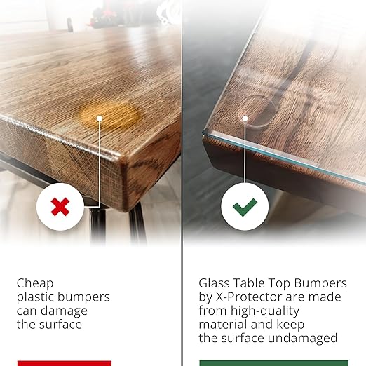 X-Protector Glass Table Top Bumpers - 20 PCS 1.2"- Self-Adhesive Glass Table Top Anti Slip Pads - Clear Rubber Glass Table Top Grippers - Glass Table Protector to Keep Glass Table Top from Sliding!