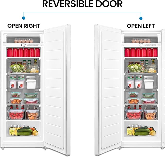 Kenmore Upright freezer - Convertible Refrigerator/Freezer, 5 Shelves, Garage Ready, Meat Storage, Auto Defrost, Congelador For Home, Apartment, Basement, Dorm, 7.0 Cubic Feet Capacity, White