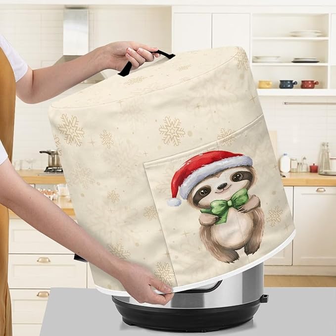 Christmas Tree Sloth Pressure Cooker Cover Instant Pot Accessories Instant Pot Kitchen Appliance Dust Cover with Pockets for Rice Cooker Air Fryer Slow Cooker Dust Covers for Kitchen Size M