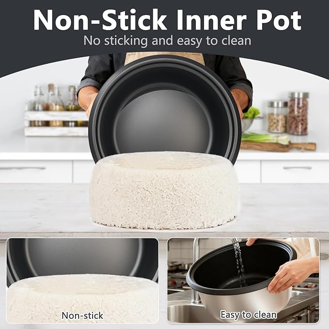 Commercial Rice Cooker, 90-Cup Rice Cooker, 16Qt / 18 L Large Rice Cooker with Nonstick Inner Pot, Fast Cooking and Auto Keep Warm, with Rice Cup and Paddle, Easy to Clean, 1950W