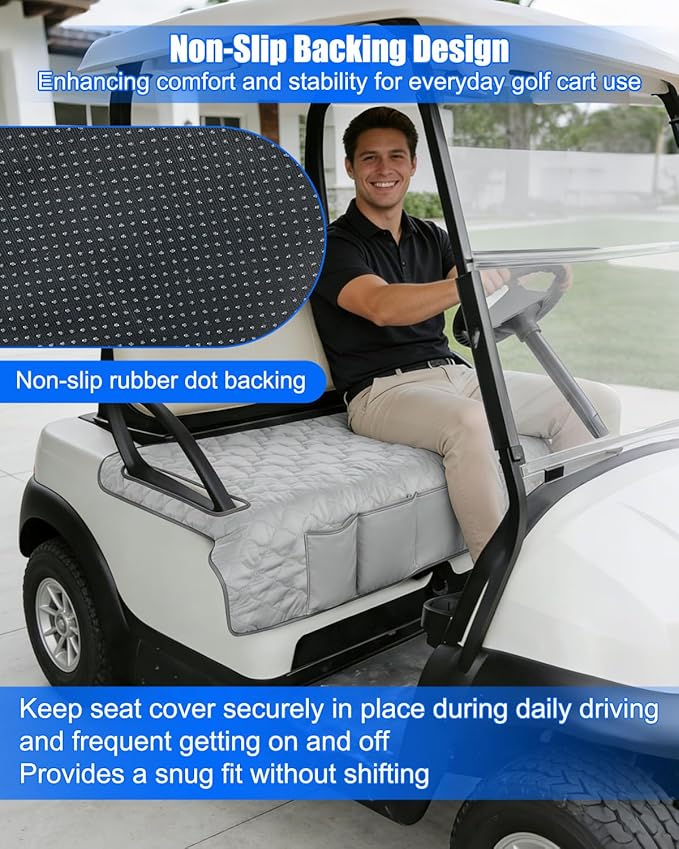 Heated Golf Cart Seat Cover, Non-Slip Golf Cart Warmer Towel Blanket Compatible with EZGO Yamaha Club Car and Most 2 to 3 Seats, 52×32 Inch
